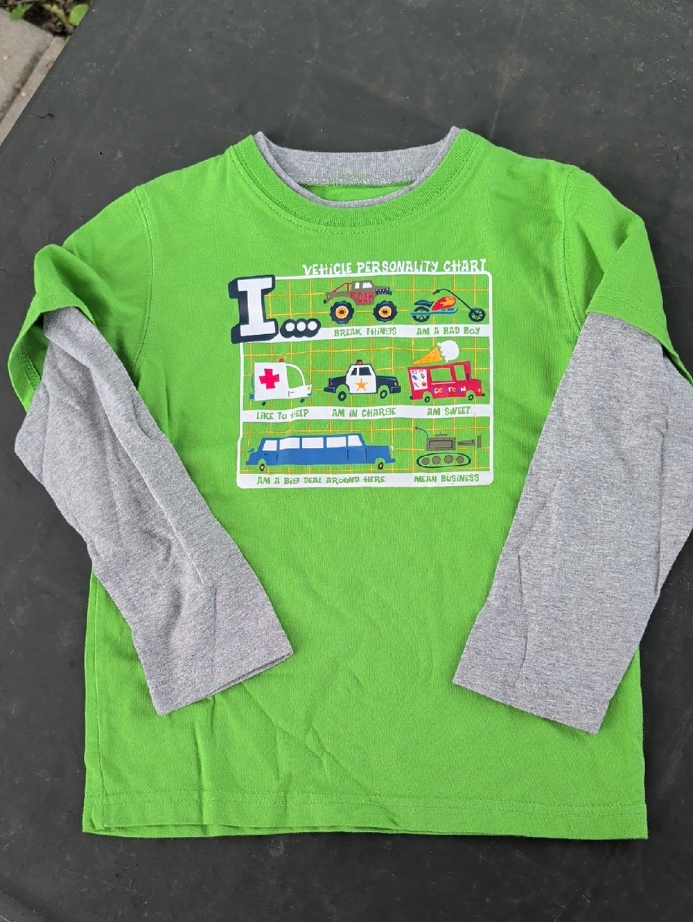Circo Boys Green & Gray Layered-Look Graphic Long Sleeve Shirt